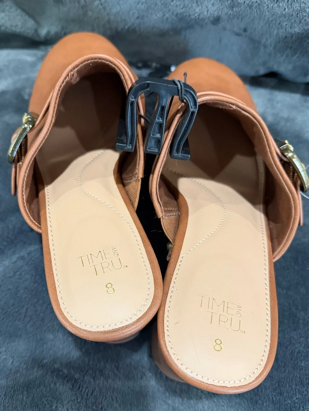NWOT TIME & TRU Brown Buckle Platform Clog Heels Shoes Women’s 7 or 8